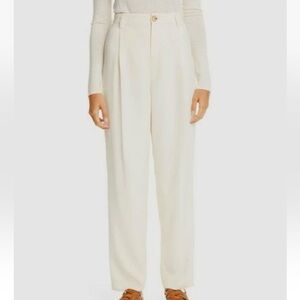 Vince Women's Beige High-Waisted Tapered Pleated Dress Pants Size 8 Lined EUC